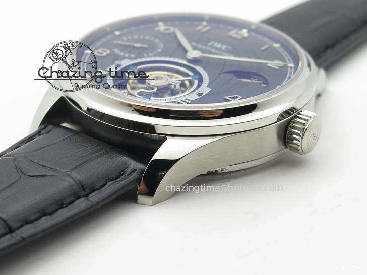 MIROTIME 0331 Portuguese Tourbillon Power Reserve Moonphase SS Black Dial On Black Leather Strap TechFriendly 7321
